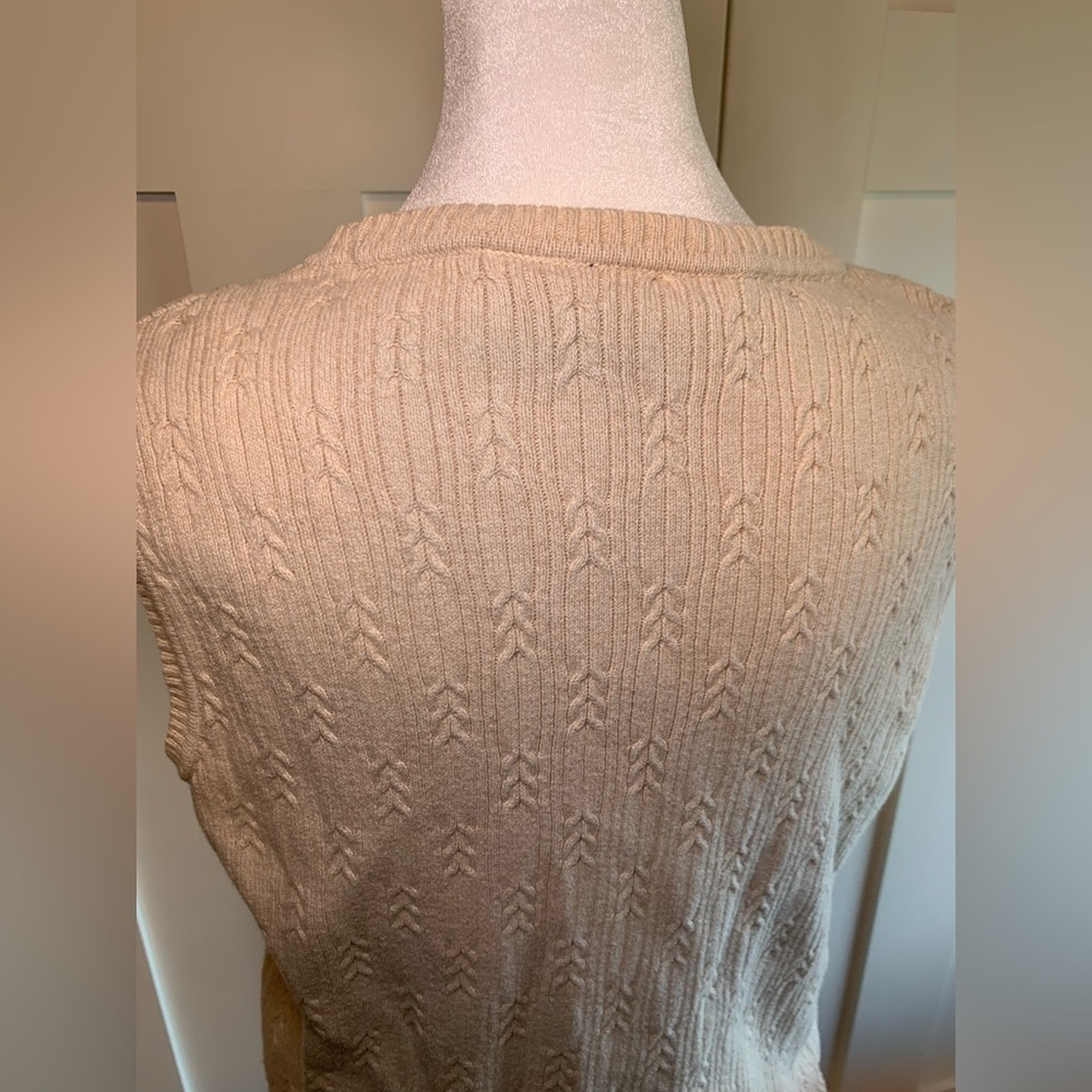 Vintage Beige Cableknit Detail Sweater Vest Size Large - Picture 5 of 9